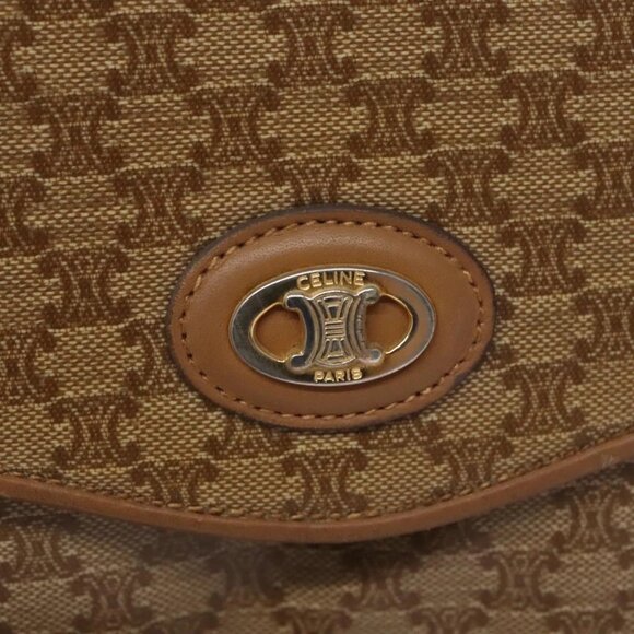 CELINE Macadam Canvas Shoulder Bag Beige Gold Auth EC329 - Picture 10 of 16